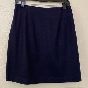 90s Ilyse Hart Ltd. Pure Wool Navy Blue Midi Skirt.